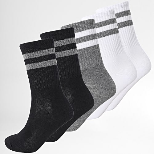 Lot De 5 Paires De Chaussettes Stripe Noir Blanc Gris Chiné