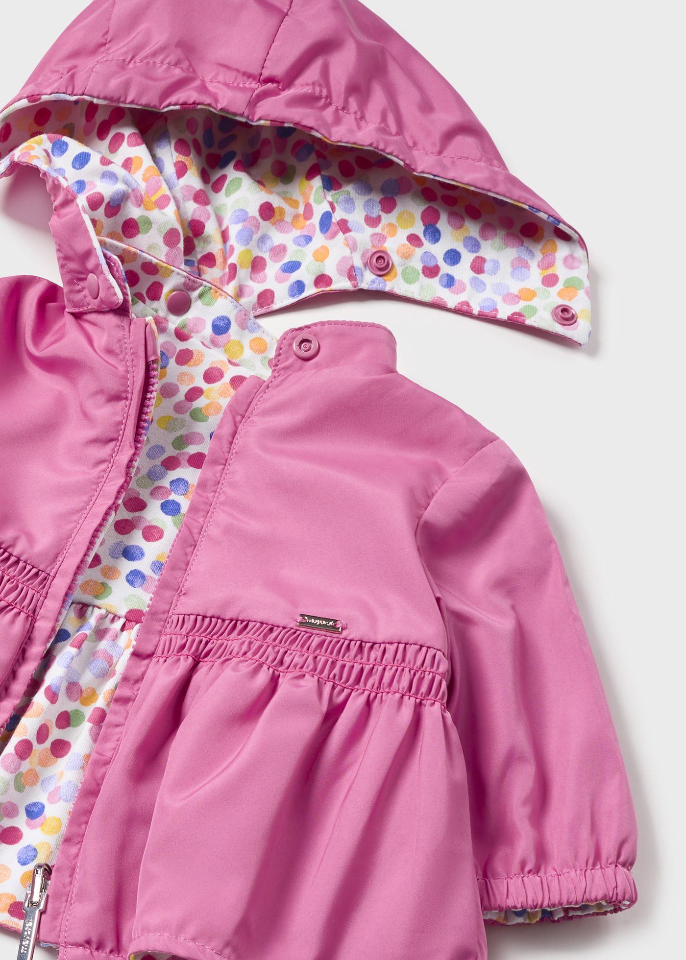 Jaqueta corta-vento reversível para recém-nascidos, rosa bebê