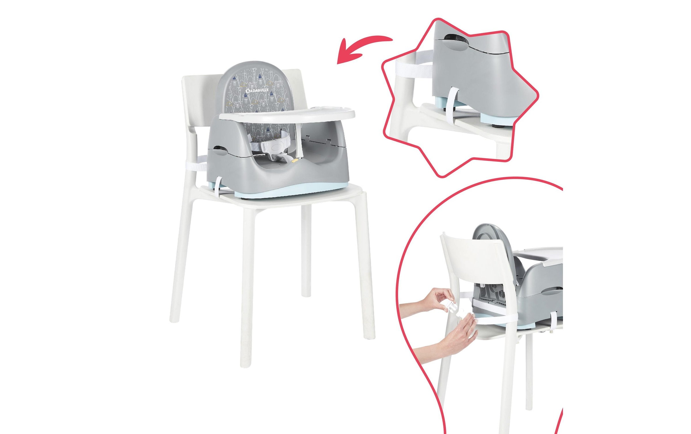 badabulle Kindersitzerhöhung »Home & Go Bears Hellgrau«