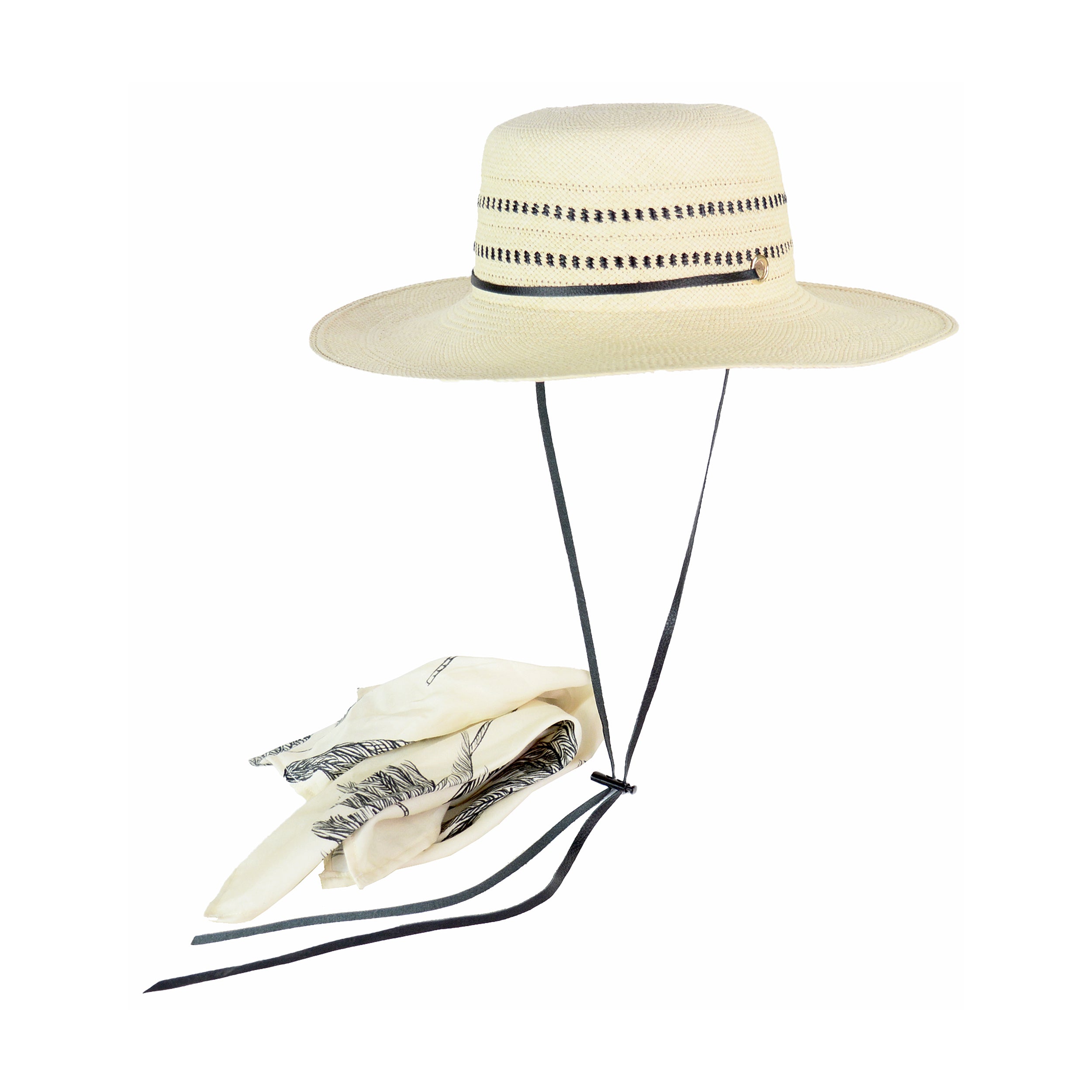 Chapeau « Ginebra » avec bandeau en cuir et mouchoir