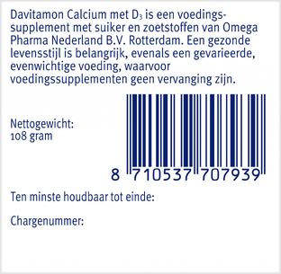 Davitamon Calcium Met Vitamine D Kauwtabletten 60KTB