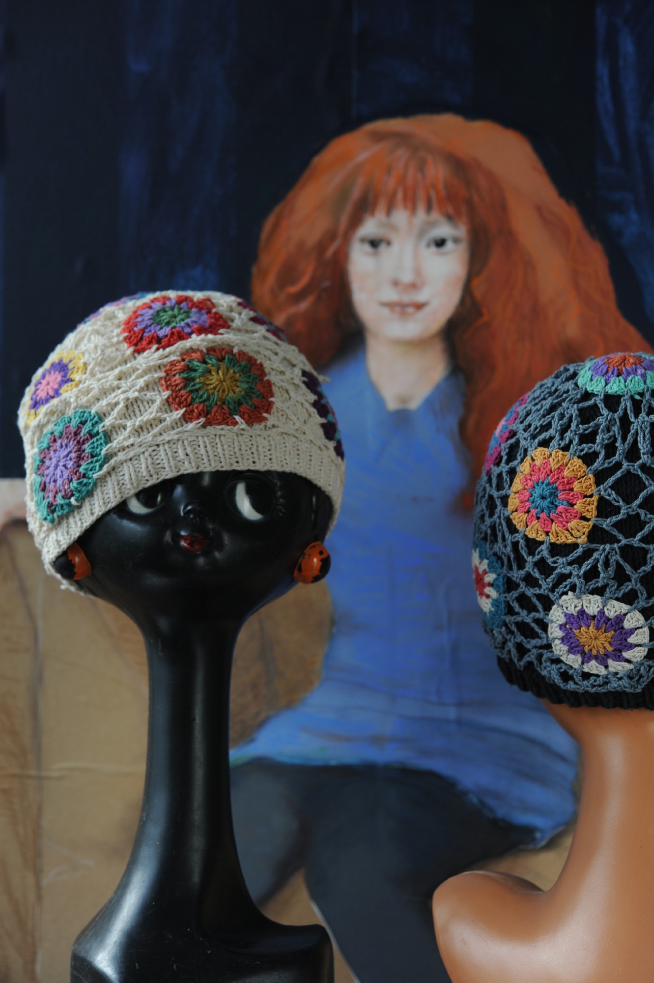Häkelmütze 'Riya', weiß/multicolor günstig bestellen