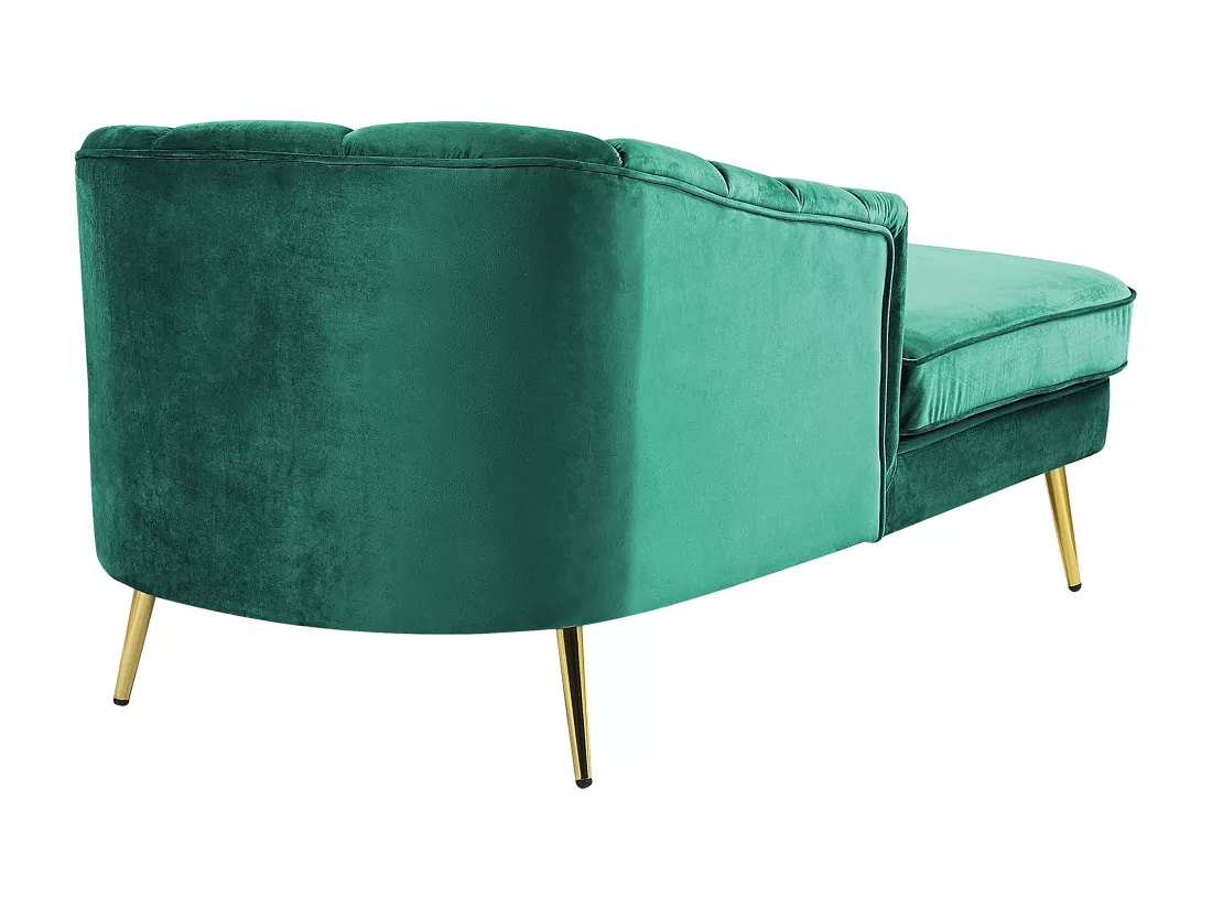 Chaise longue côté droit en velours vert émeraude ALLIER
