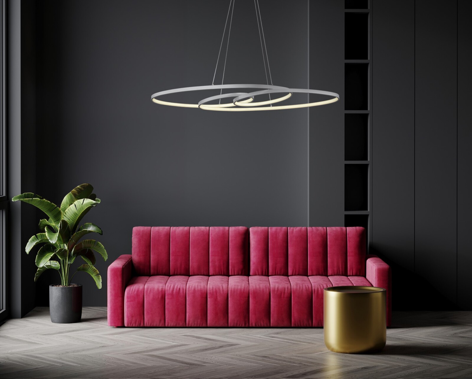 LED-Hängeleuchte - silber matt - verchromt - Memoryfunktion