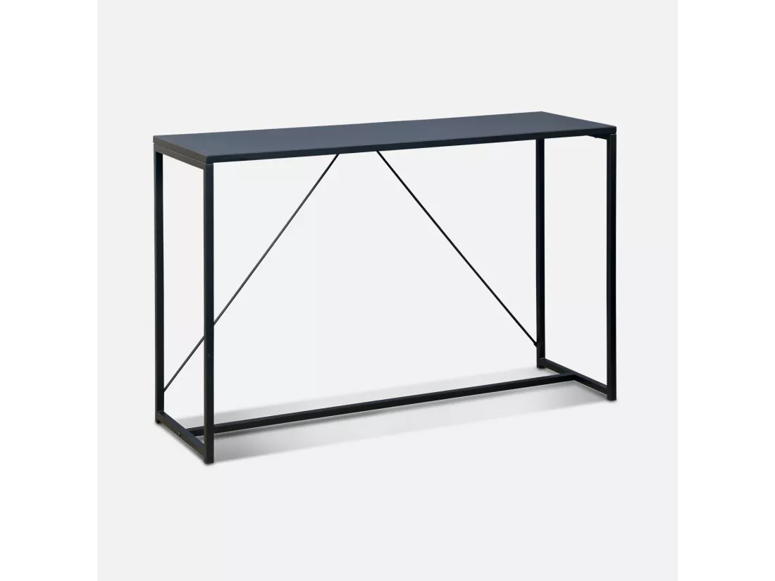 Console en métal noir 120 x 39 x 79cm - Industrielle - 1 barre de renfort