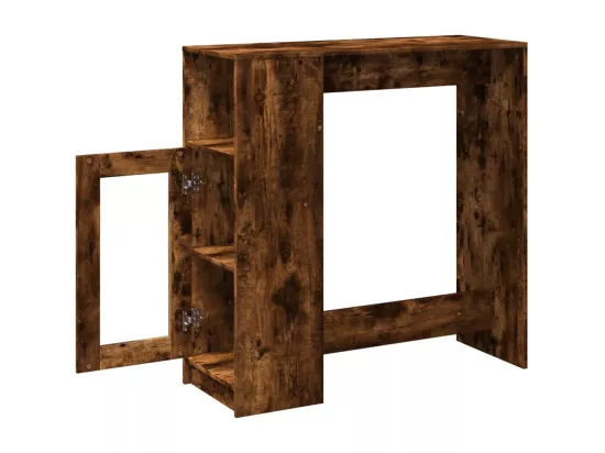 Table de bar avec étagères chêne fumé bois d'ingénierie