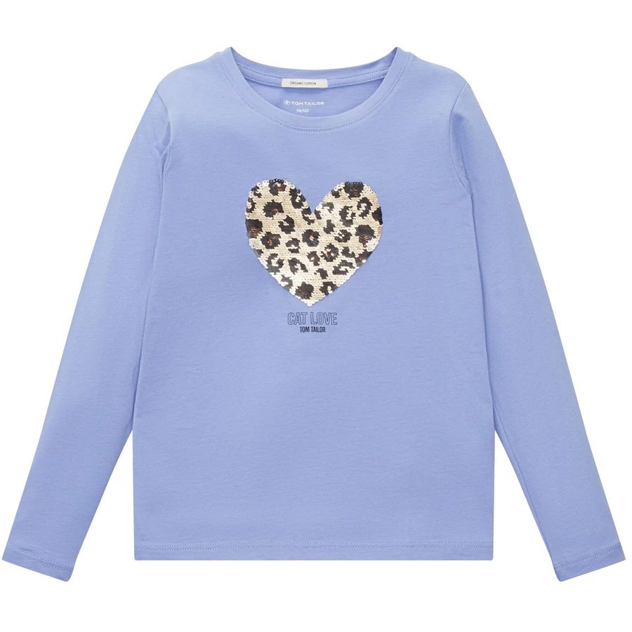TOM TAILOR Langarmshirt Leo Heart Calm Lavender