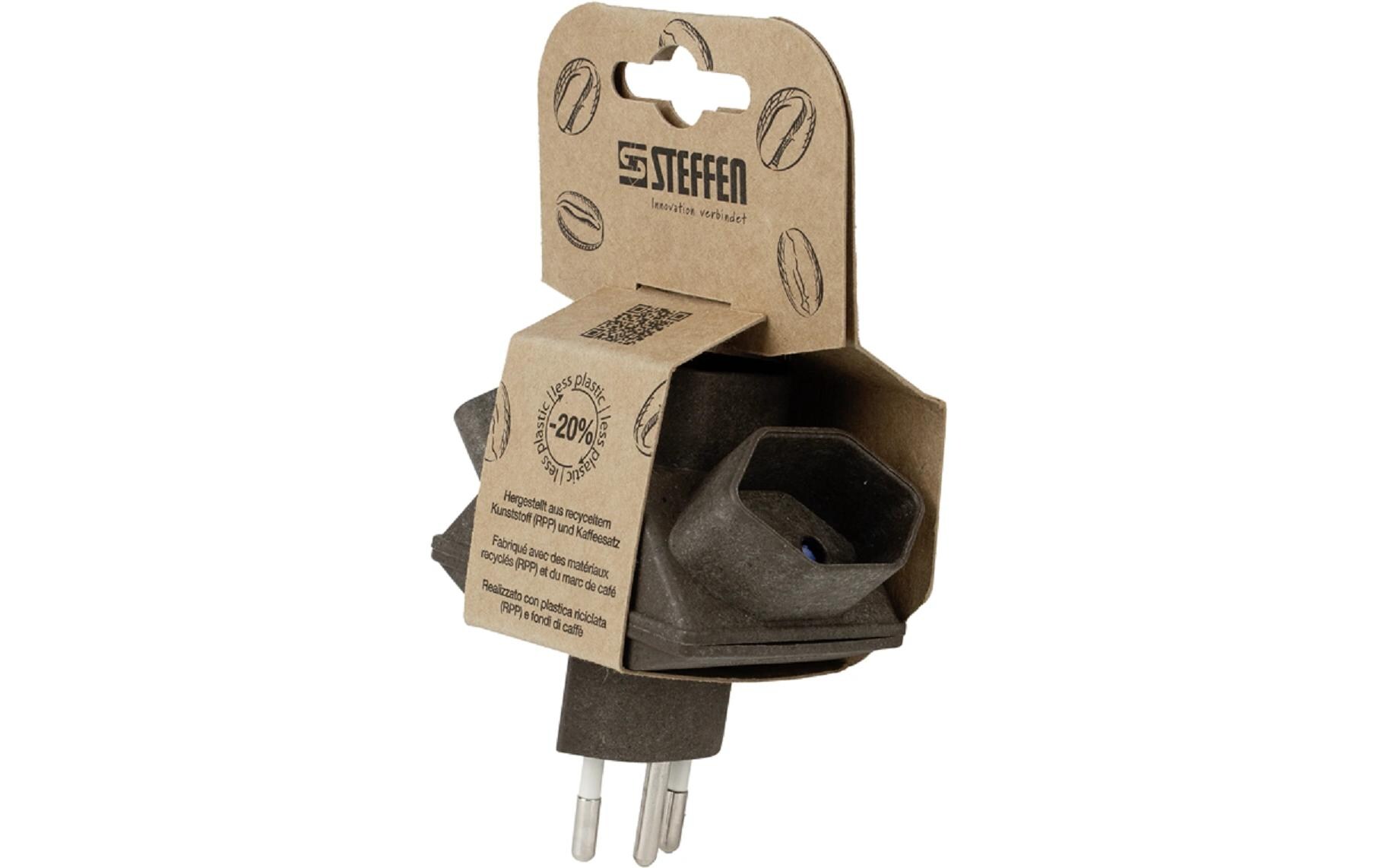 Abzweigstecker 3 x T13 aus Kaffeesatz, sterförmig – BraunCoffee Mehrfachadapter