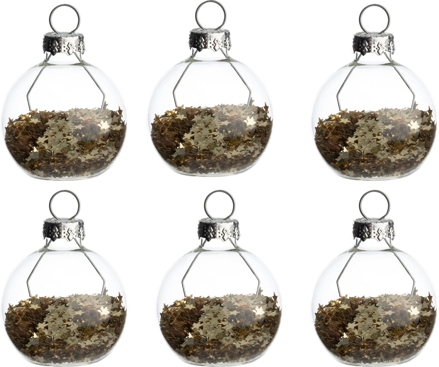 Intratuin naamkaarthouder Krista kerstbal transparant / goud D 4 H 4,5 cm 6 stuks
