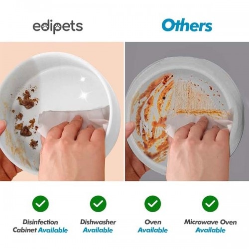 comedouro duplo de porcelana cinza Edipets para animais de estimação