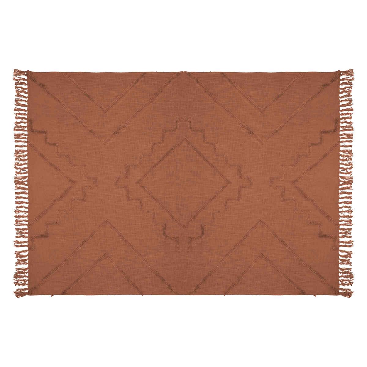 JETE DE LIT TUFTE INCA TERRACOTTA 130X180CM