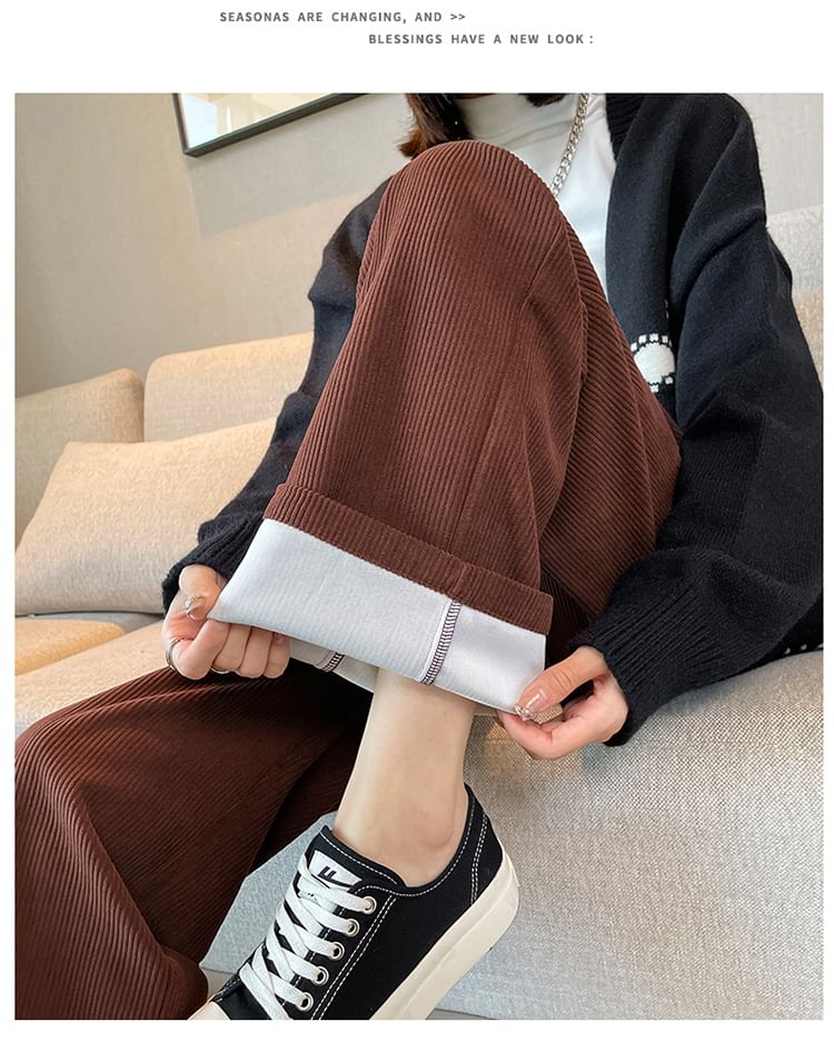 Dragan Pulse - Corduroy hoge taille effen wijde broek