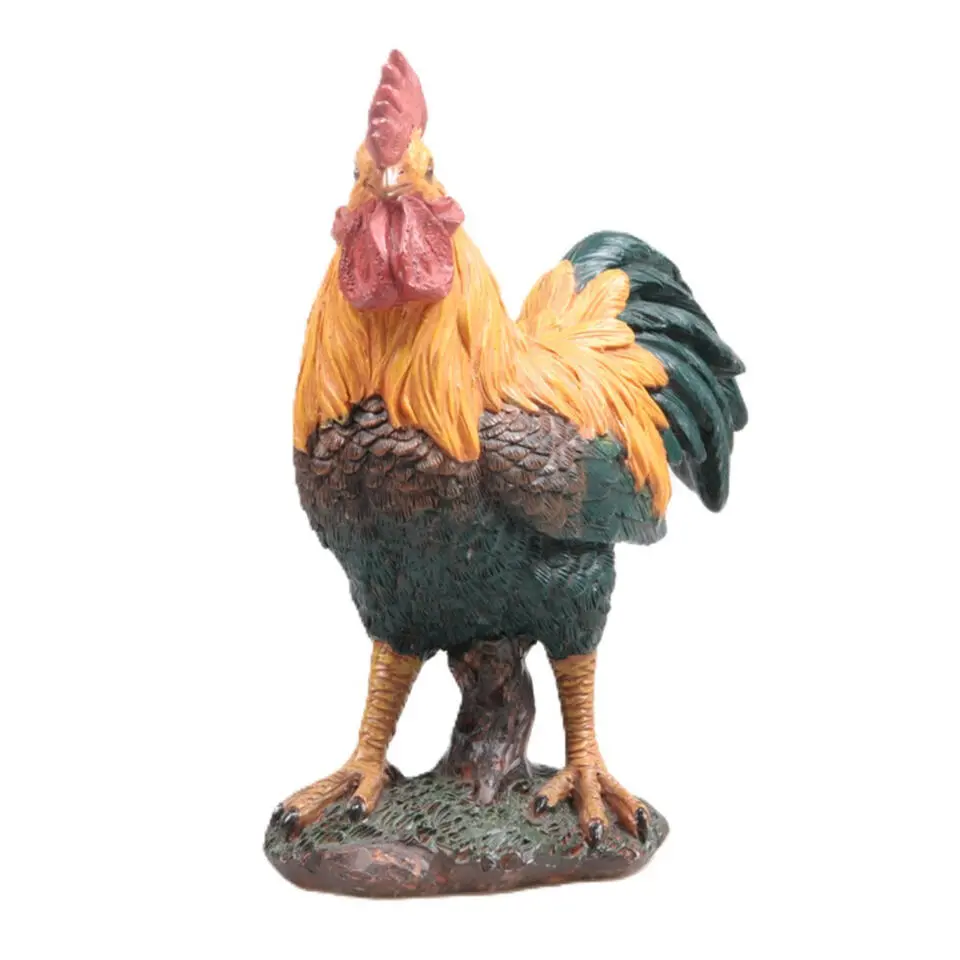Farmwood Haan/Kip tuin beeldje - binnen/buiten - 20 x 12 x 23 cm