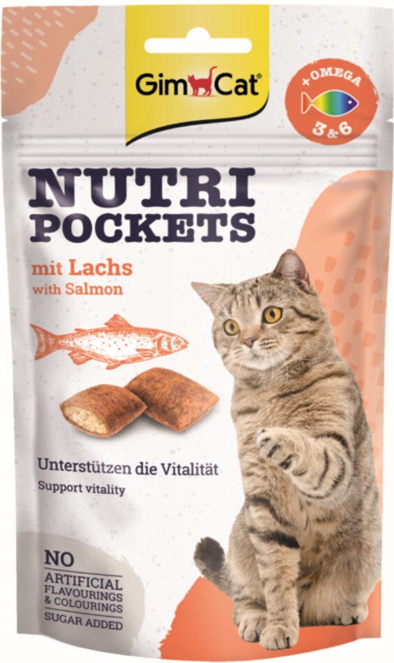 Gimcat kattensnack Nutri Pockets zalm 60 g