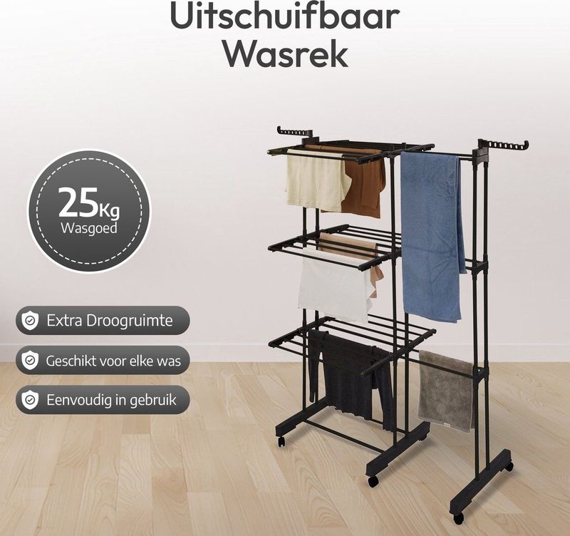 Droogrek - Staal - Zwart - Vouwbaar