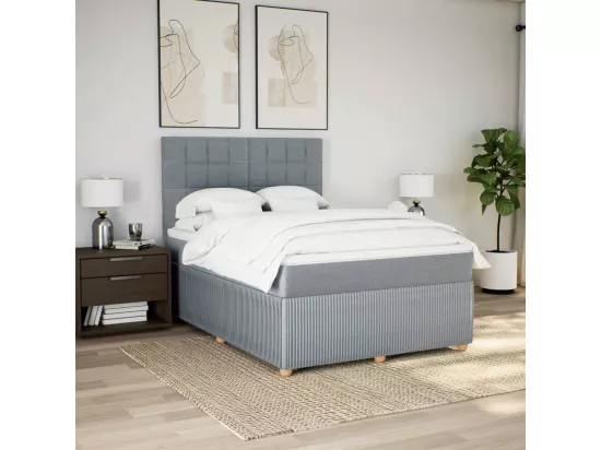 Sommier à lattes de lit avec matelas Gris clair 160x200cm Tissu