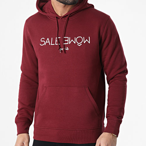 Sweat Capuche Punition Bordeaux Blanc