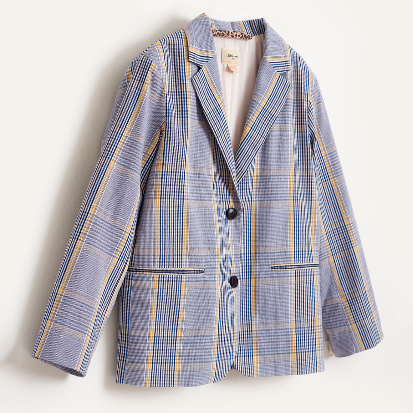 Bellerose Veste blazer Chick en Coton mélangé à carreaux grise