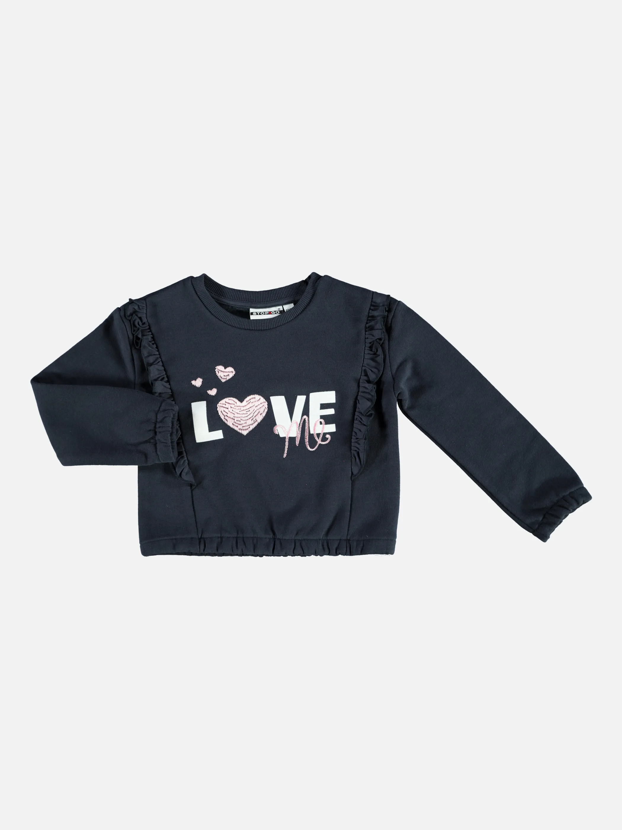 Mädchen Sweatshirt mit Volant und Stickerei
