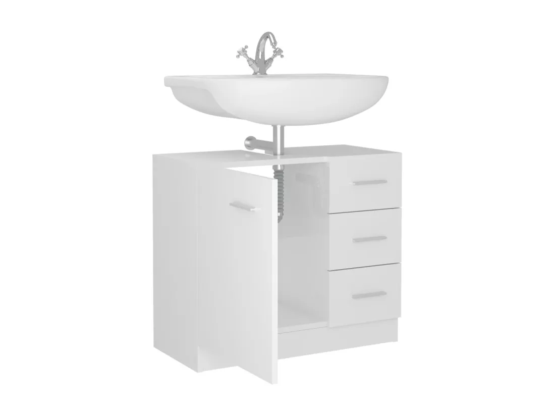 Armoire d'évier Blanc brillant 63x30x54 cm Bois d'ingénierie