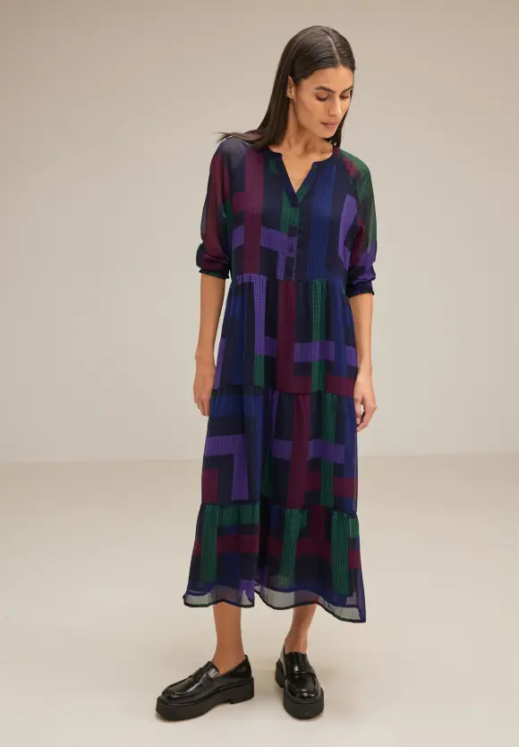 Chiffon Tunikakleid - deep blue