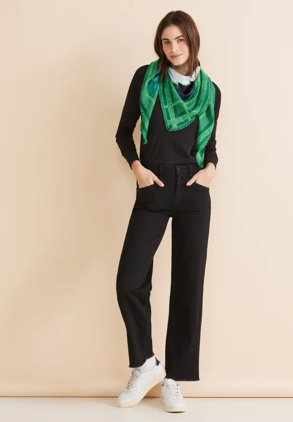 Printtuch mit Fransen - fresh spring green
