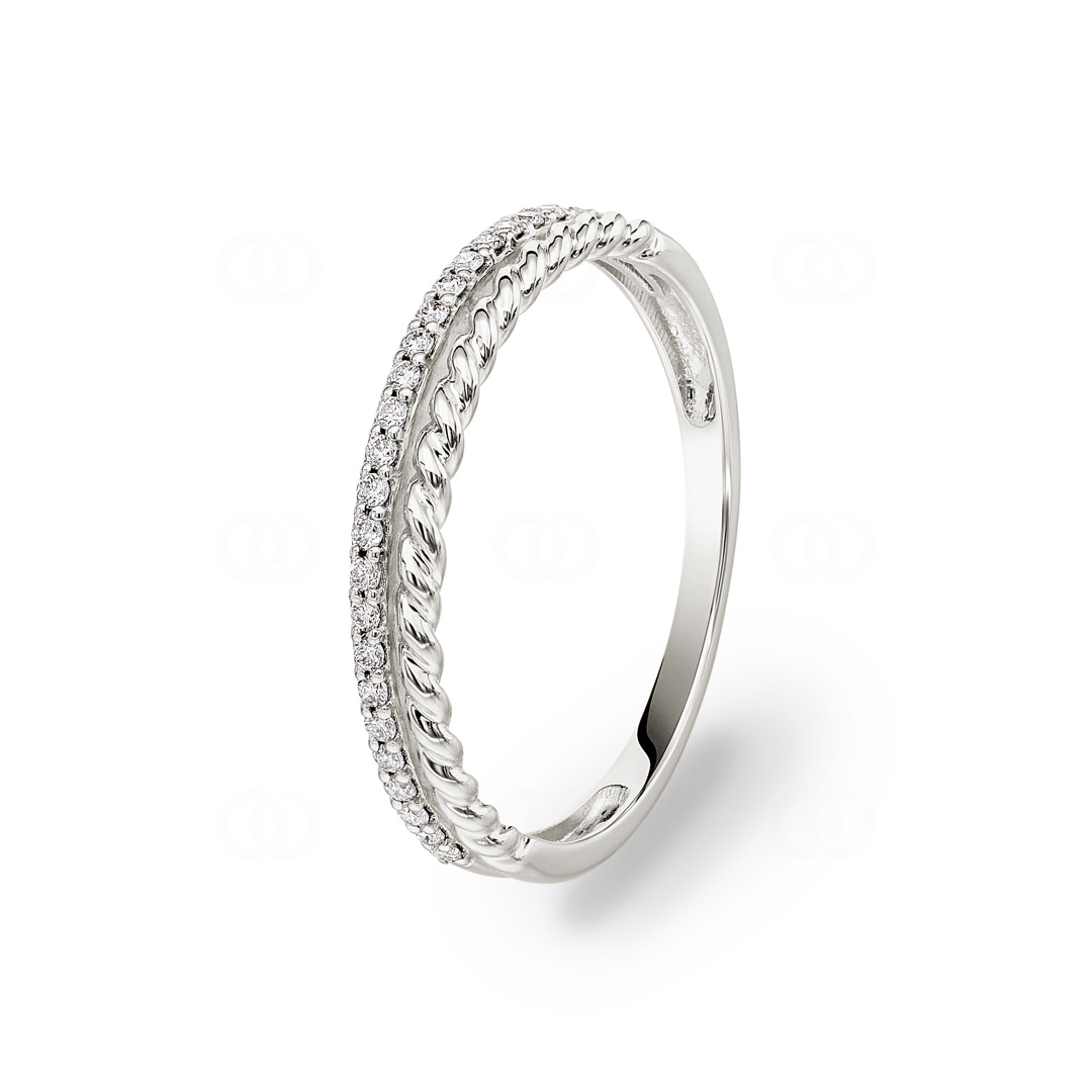 Ring 750/18 K Weissgold mit Diamanten 0.11 ct H/si