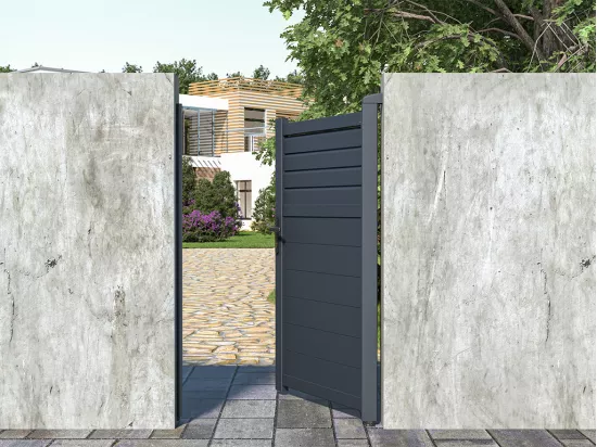 Portillon battant aluminium persienné L103 x H166 cm anthracite - VIAZO