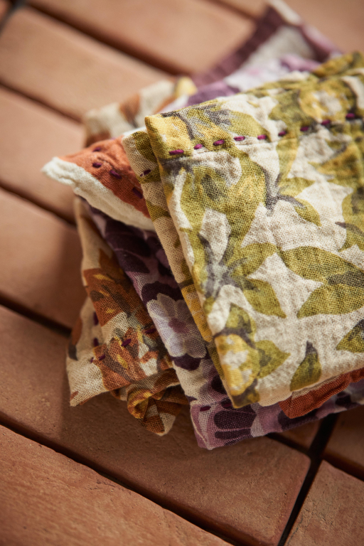 HKliving Cotton servet set van 2 floral vintage