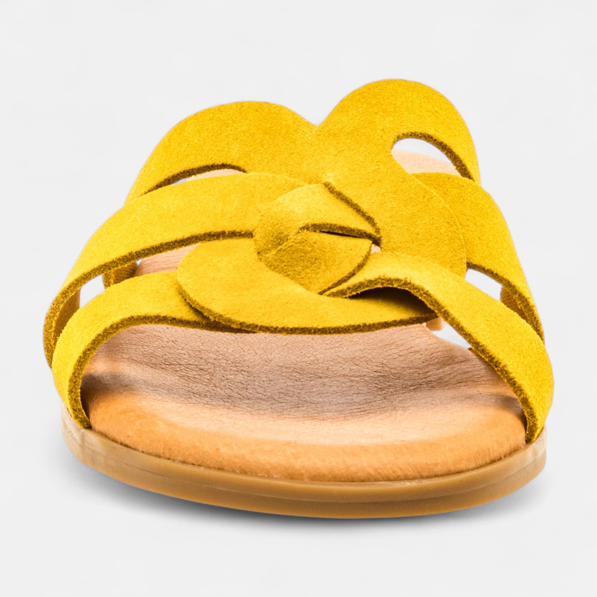 Mules Femme en cuir jaune
