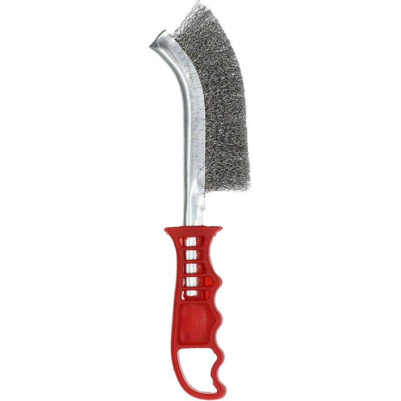 Brosse à main Norton manche en plastique rouge/acier 260 x 40 mm