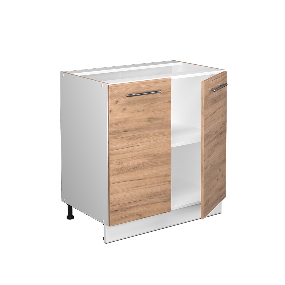 Vicco Unterschrank Küchenschrank Küchenmöbel Fame-Line Weiß Eiche modern 80 cm Küche Einbauküche Drehtür Einlegeboden Blende Küchenzeile