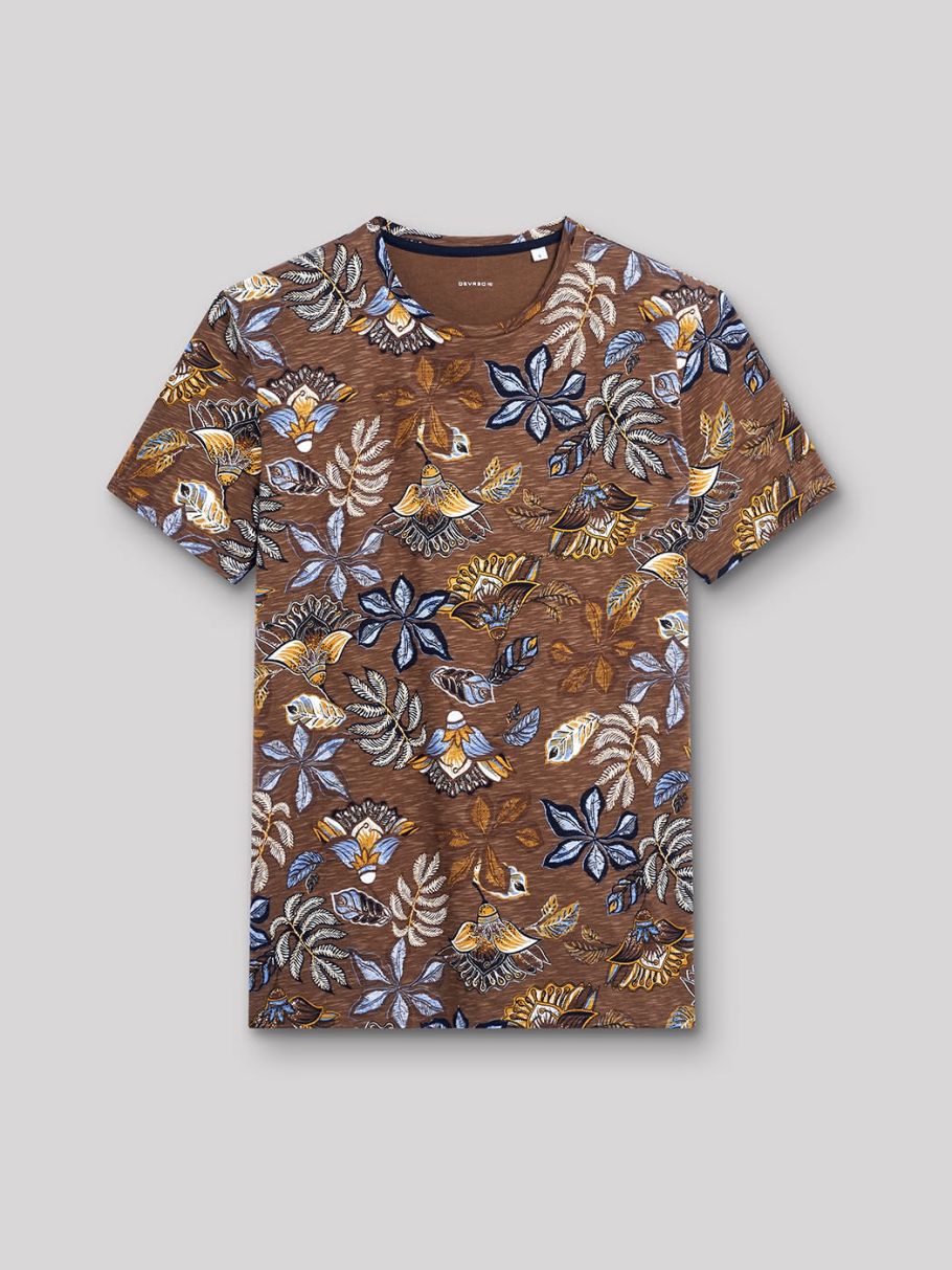 Tee-shirt col rond fleuri