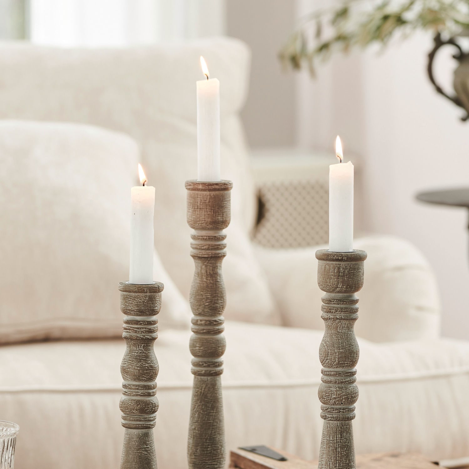Kerze 12er Set Bauceau creme