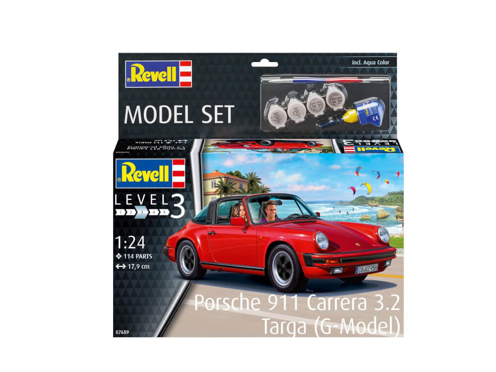 Model Set Porsche 911 Carrera 3.2 Targa (G-Model), Revell Modellbausatz mit Basiszubehör