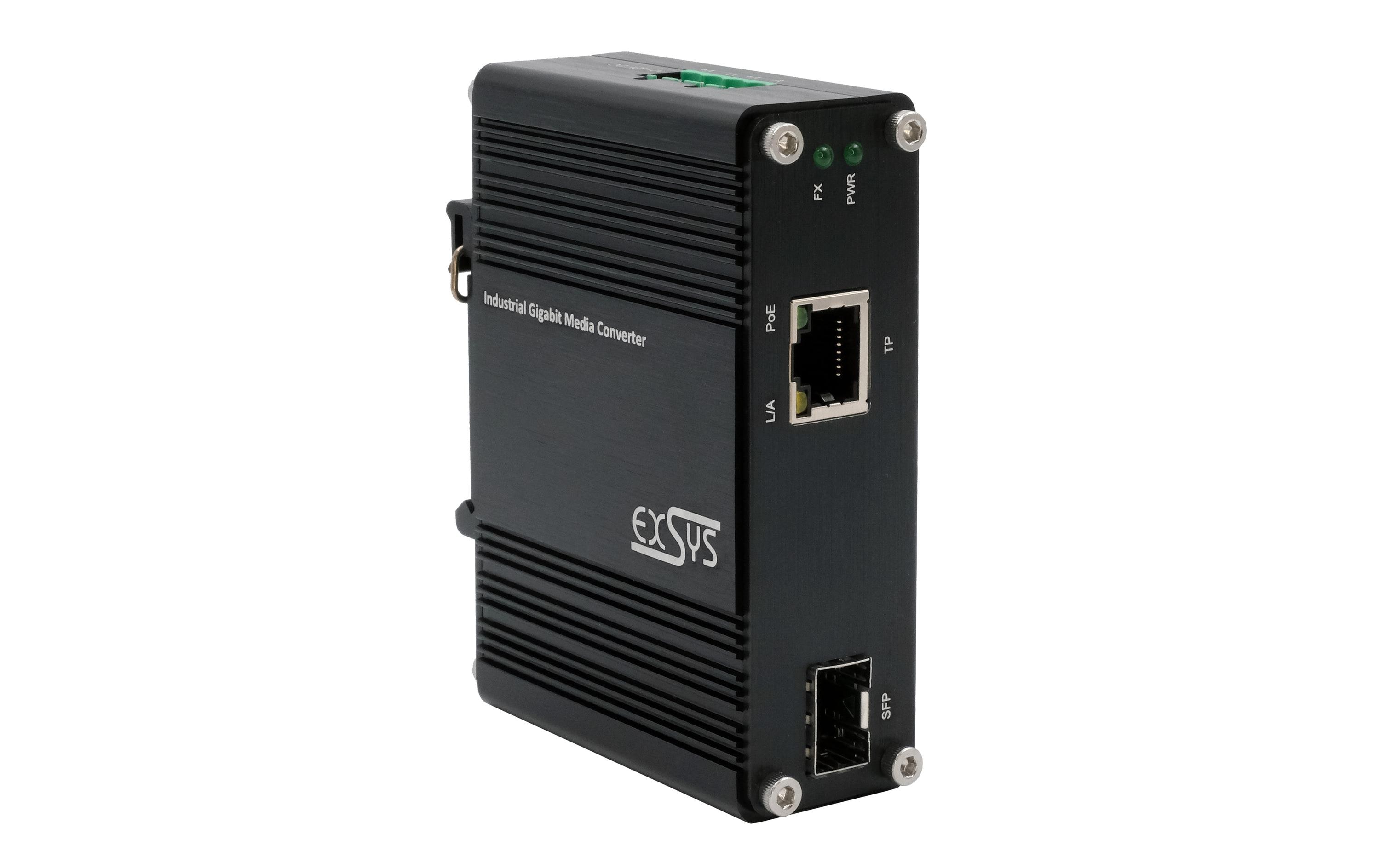 Medienkonverter EX-60340, 60W, SFP, mit PoE+<br>PoE+ Medienkonverter 10/100/1000Base-T zu SFP