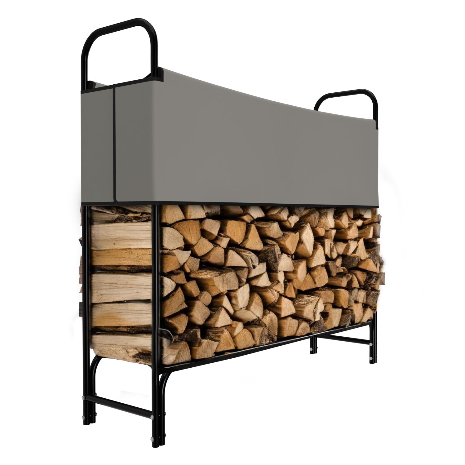 GARMIO® Kaminholzregal Metall Brennholzregal Kaminholzunterstand mit Abdeckung Stapelhilfe pulverbeschichtet 130x30x117cm