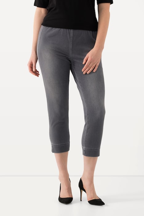 Jersey-Capri Sienna, schmales Bein, Saumschlitze