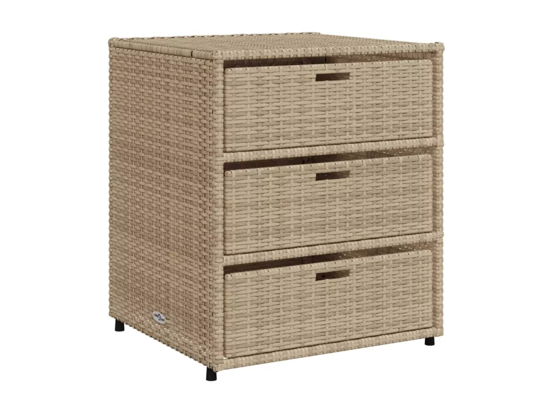 Armoire de rangement de jardin beige 55x59x69 cm résine tressée