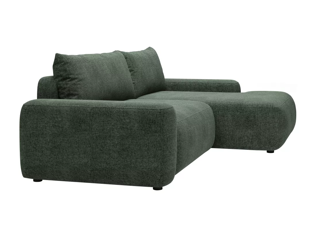 Canapé d'angle droit convertible en tissu texturé vert DAVISO