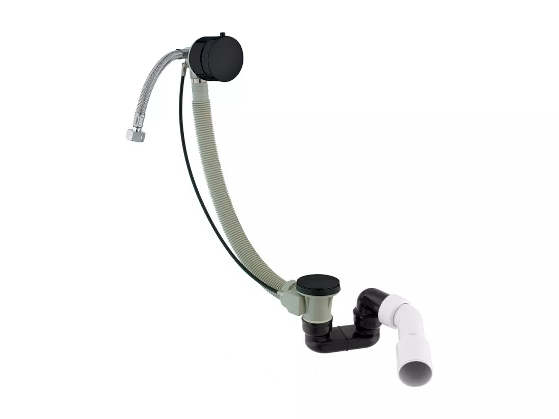 Ensemble de vidange de baignoire avec bonde extra-plat en laiton - Noir