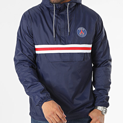Coupe-Vent Col Zippé Capuche P15042 Bleu Marine