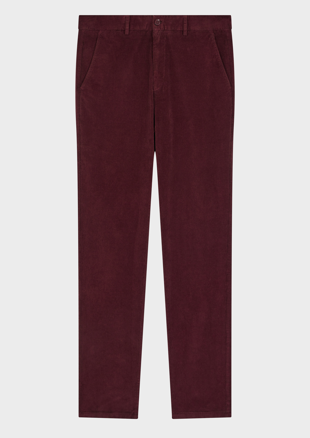 Chino slack skinny en velours côtelé uni bordeaux