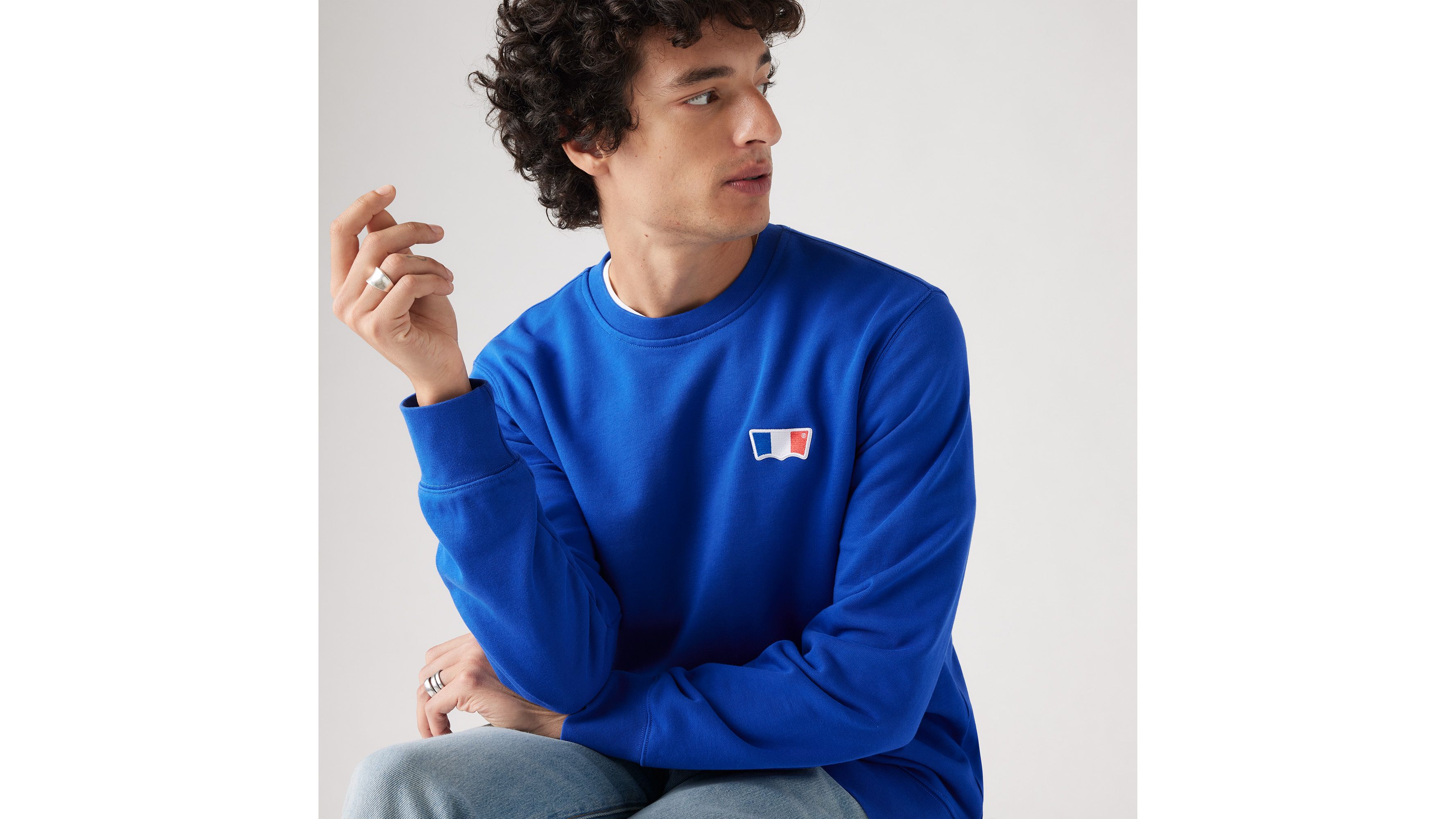 Sweat-shirt col rond Original Housemark - Surf Blue French Terry - Bleu