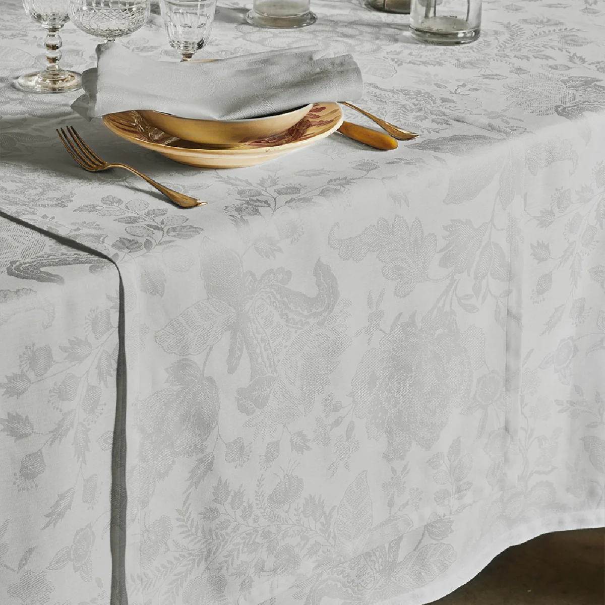 Chemin de table antitache déperlant métis lin & coton gris 174X54 Garn