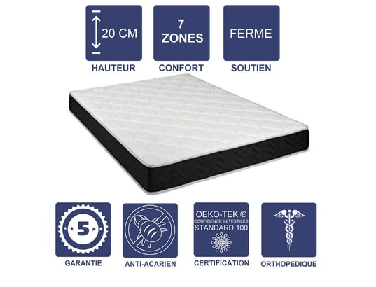 LITERIE JULIEN - Matelas Latex 80 Kg/m3 + Aertech+ 35 Kg/m3 160x200 x 20 cm F...