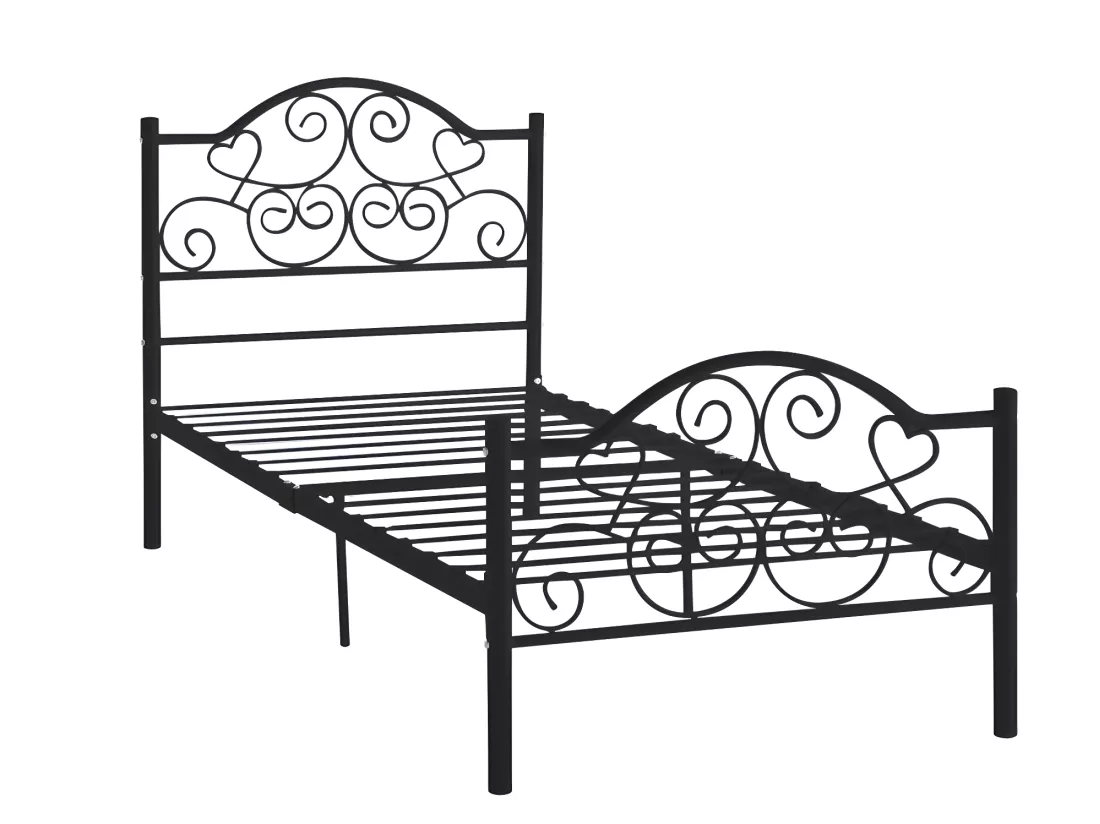 Lit LEYNA - 90 x 190 cm - Métal - Noir + matelas