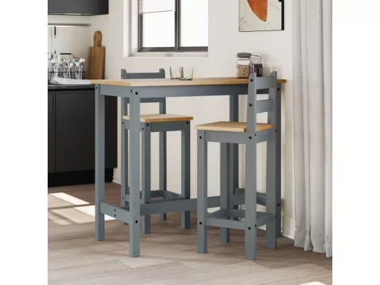 Chaises de bar lot de 2 gris bois de pin solide