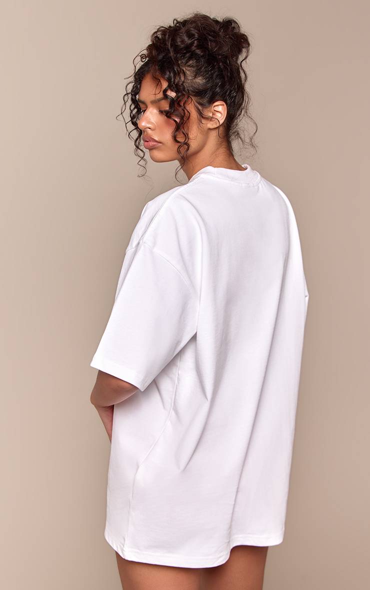 Blanc T-shirt Oversize En Coton Épais Avec Motif Palmier