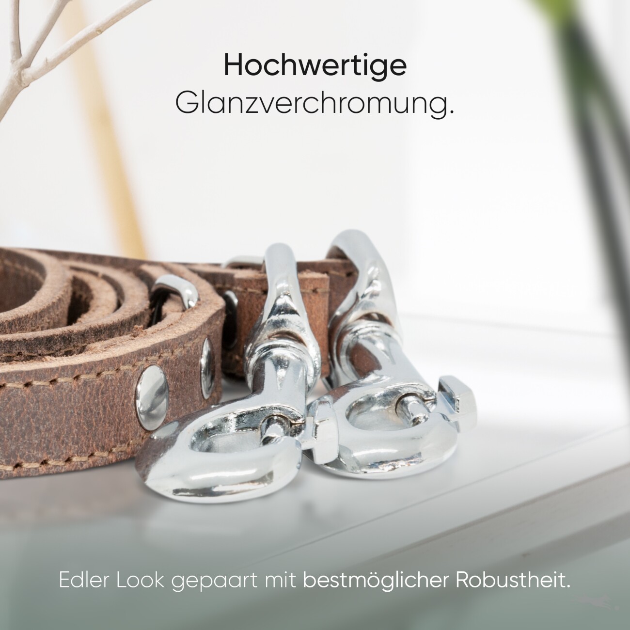 Freudentier Hundeleine aus zertifiziertem Leder 2m, verstellbar dunkelbraun 1,6 cm